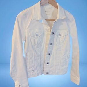 TWO By Vince Camuto WHITE Stretch Cotton DENIM Button-Up CROPPED Jean Jacket S
